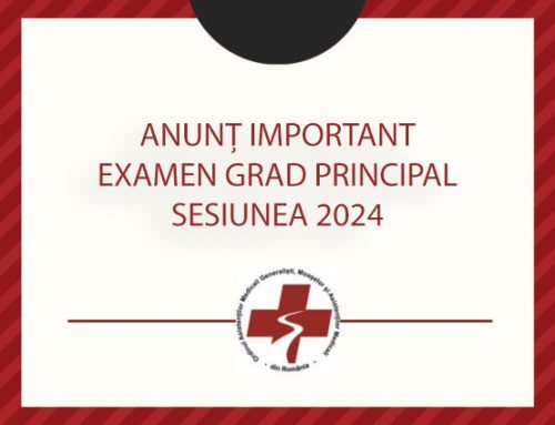Anunț privind organizarea şi desfăşurarea examenului de grad principal pentru asistenți medicali generaliști, moașe, asistenți medicali, surori medicale și oficianți medicali | Sesiunea 2024